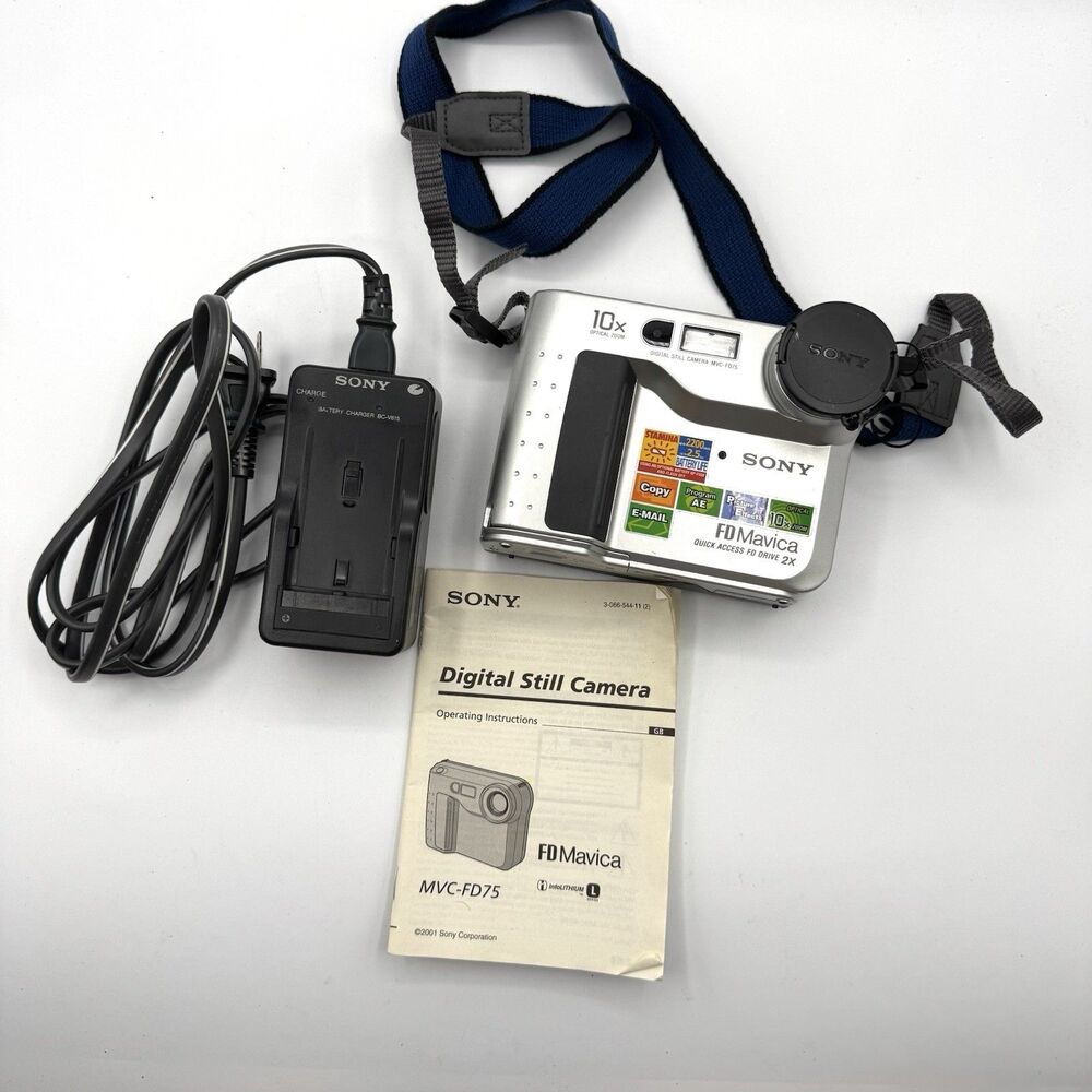 Sony Mavica MVC-FD75 Digital Camera 10x Zoom Tested Working Kit